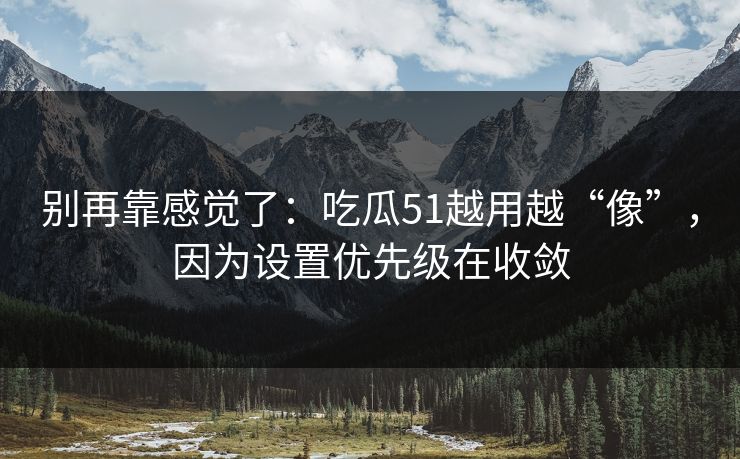 别再靠感觉了：吃瓜51越用越“像”，因为设置优先级在收敛