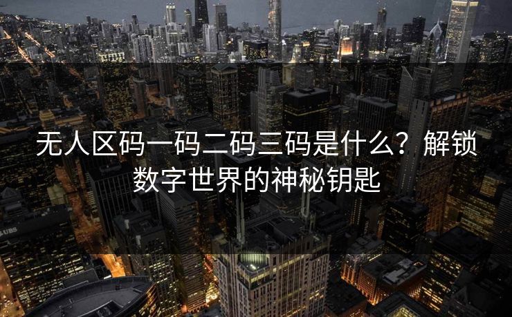 无人区码一码二码三码是什么？解锁数字世界的神秘钥匙