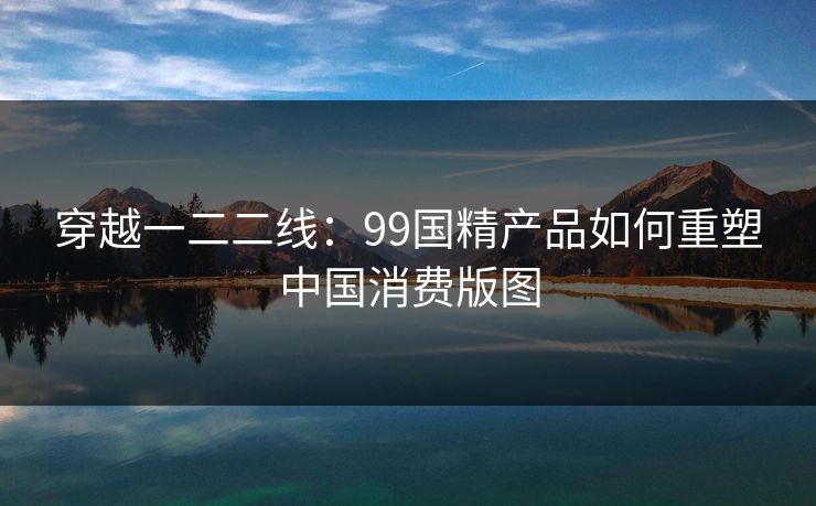 穿越一二二线：99国精产品如何重塑中国消费版图