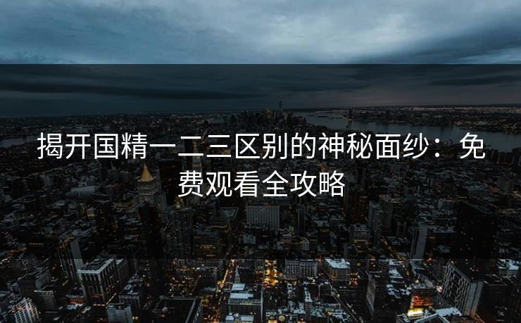 揭开国精一二三区别的神秘面纱：免费观看全攻略