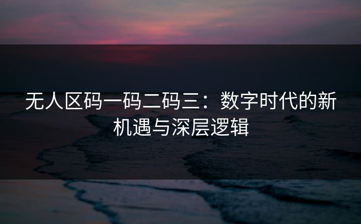 无人区码一码二码三：数字时代的新机遇与深层逻辑