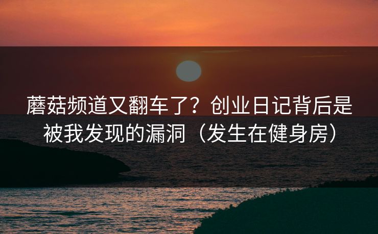 蘑菇频道又翻车了？创业日记背后是被我发现的漏洞（发生在健身房）