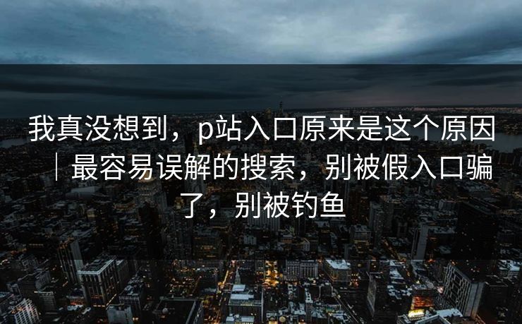 我真没想到，p站入口原来是这个原因｜最容易误解的搜索，别被假入口骗了，别被钓鱼